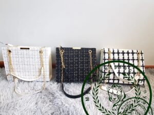 Color block plaid chain crossbody bag