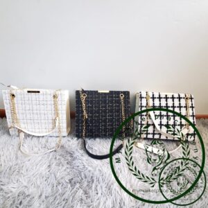 Color block plaid chain crossbody bag