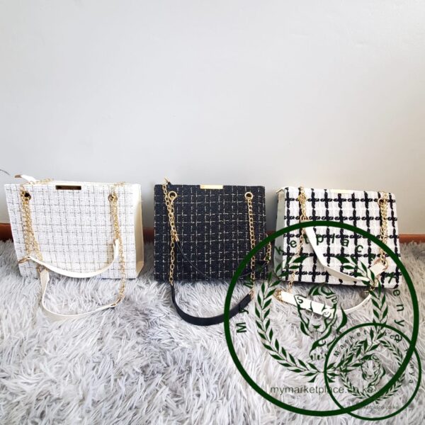 Color block plaid chain crossbody bag