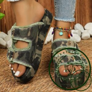 Denim Wedge Sandals
