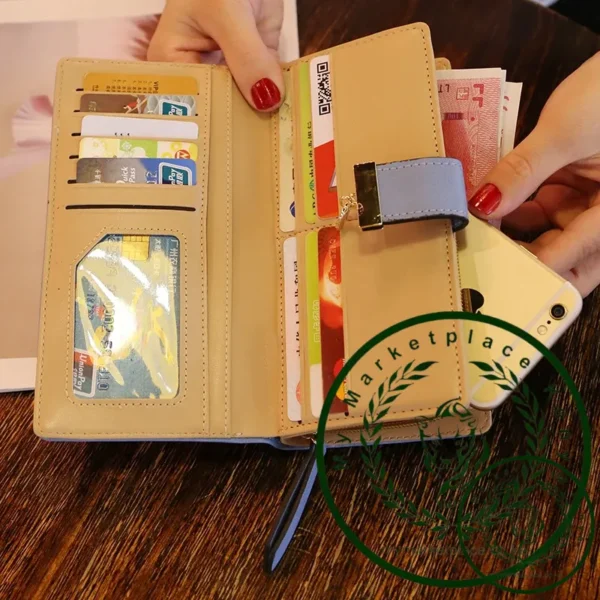 Women Wallet PU Leather Purse Female Long Wallet Gold Hollow Leaves Pouch Handbag For Women Coin Purse Card Holders Clutch - Image 6