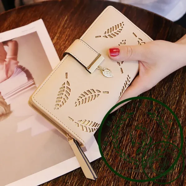 Women Wallet PU Leather Purse Female Long Wallet Gold Hollow Leaves Pouch Handbag For Women Coin Purse Card Holders Clutch - Image 4