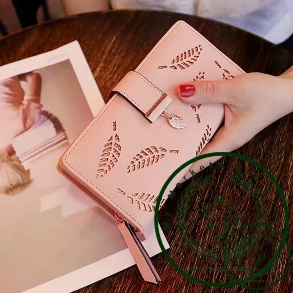 Women Wallet PU Leather Purse Female Long Wallet Gold Hollow Leaves Pouch Handbag For Women Coin Purse Card Holders Clutch - Image 5