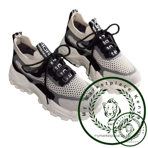 New Fly Woven Mesh Casual Breathable Sneakers Korean Style Thick-Soled Daddy Shoes Mesh Red Shoes Light Running Shoes - Image 5