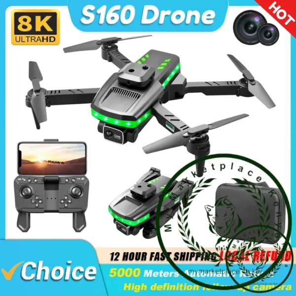 S160 Mini Drone with 4K Dual Camera Professional Video Drone Quadcopter 360 Intelligent Obstacle Avoidance for Kids Gift Drone