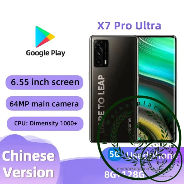 Realme X7 Pro Ultra 5g SmartPhone Dimensity 1000+ 6.55inch AMOLED 90HZ Screen 65W Charge 4500mAh 64MP Camera Android Used Phone