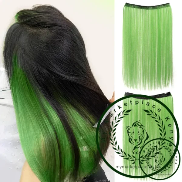 20 Inch Long Synthetic Straight Clip-In Hair Extensions for Women - Vibrant Colors, Synthetic Fiber, Easy to Use - Image 2