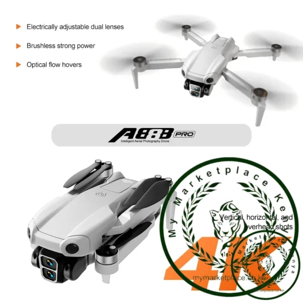 New A888 PRO Aerial Photography Drone Brushless Motor | Optical Flow Positioning | 360° Adjustable Camera | Remote Control - Image 3