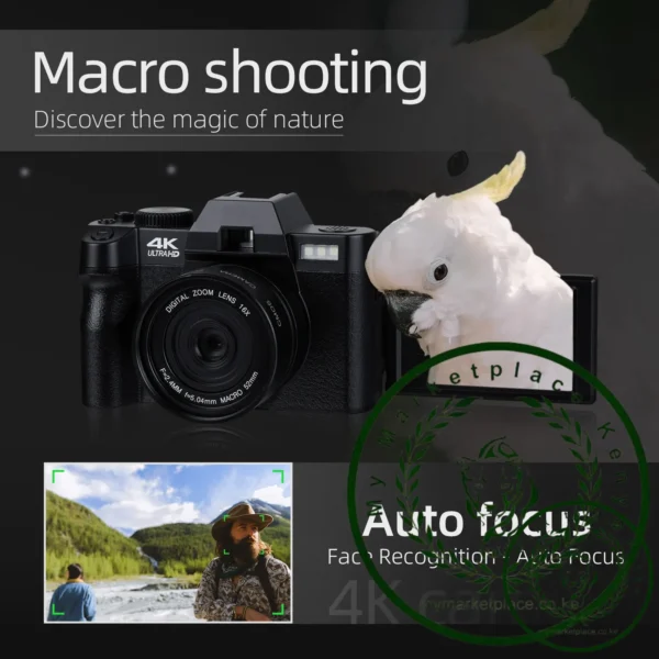 G-Anica Compact Digital Photography Camera4K Wireless Network Camera Retro Vlog Recorder YouTube 48MP Camera 3"flip Screen - Image 4