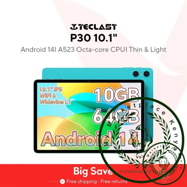 Teclast P30 Android 14 Tablet 10.1 inch IPS A523 Octa-core Max 10GB RAM 64GB ROM Tablets PC 3.5mm Jack TÜV Rheinland Certified