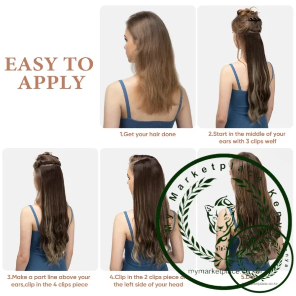 SARLA 4pcs/set Synthetic Long Wavy Clip In Hair Extensions 22" Thick Hairpiece For Women Brown Blonde Black Natural Fake Hair - Image 5