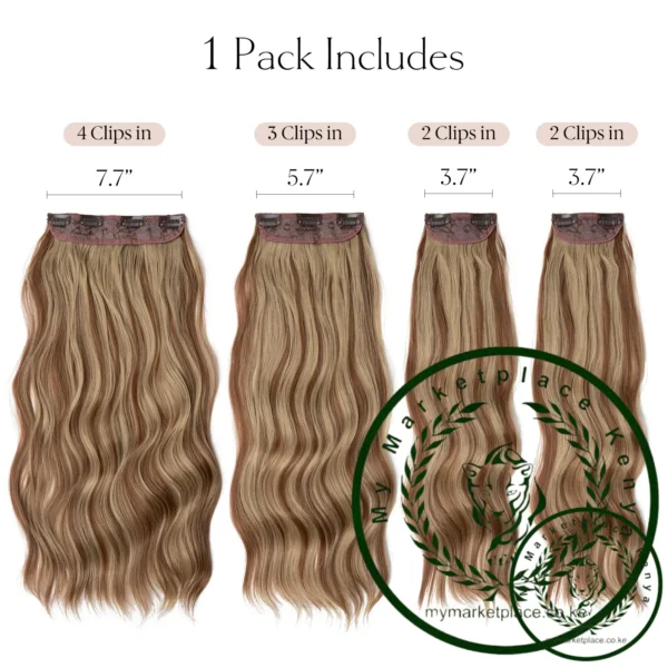 SARLA 4pcs/set Synthetic Long Wavy Clip In Hair Extensions 22" Thick Hairpiece For Women Brown Blonde Black Natural Fake Hair - Image 3