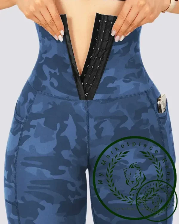 Panel Tie Dye Leggings with Pockets European and American Women's Yoga Sports Pants Warm Gradient Female Casual Trousers