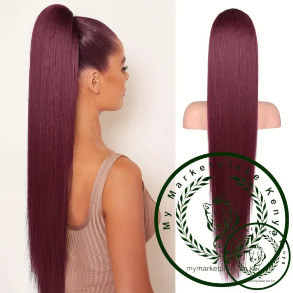 36 inch Long Ponytail Hair Extensions Drawstring Ponytail Synthetic Ponytail Soft Clip-In Hair Extensions Ponytail Women's - Image 2