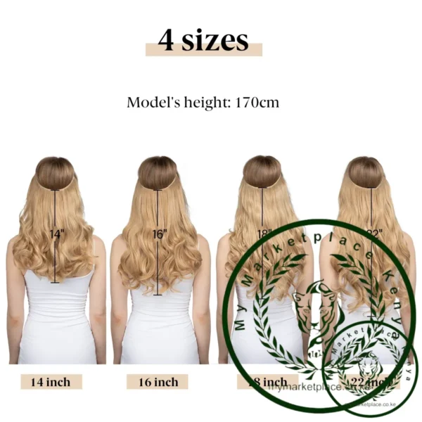Synthetic No Clips In Natural Hair Extension Ombre Black Blonde Pink One Piece Long Wave Invisible Wire False Fake Hair Piece - Image 5