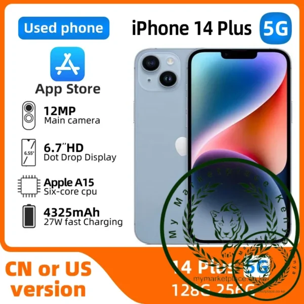 Apple iPhone 14 Plus 5g SmartPhone Apple A15 6.7inch OLED Screen 12MP Camera 4325mAh Battery IOS in Good Conditiopn Used Phone