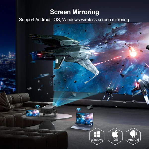 Salange HA109 Mini Projector Android11 WiFi6 BT5.0 280 ANSI 720P Smart Home Theater tv Smartphone for 1080P 4K Video Home Cinema - Image 4