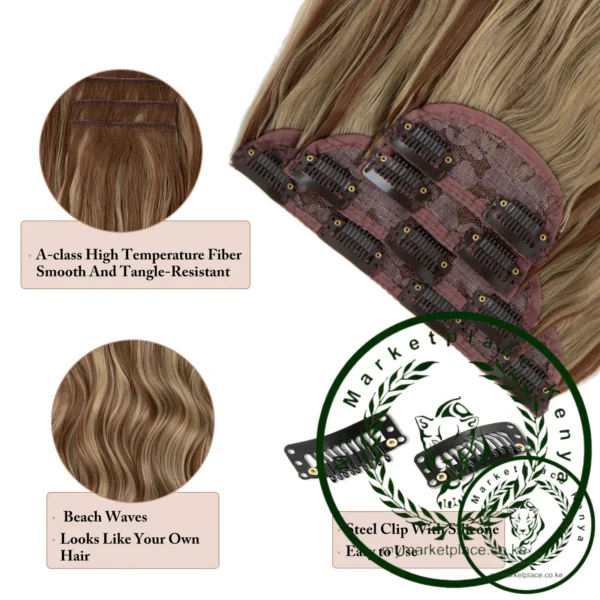 SARLA 4pcs/set Synthetic Long Wavy Clip In Hair Extensions 22" Thick Hairpiece For Women Brown Blonde Black Natural Fake Hair - Image 4