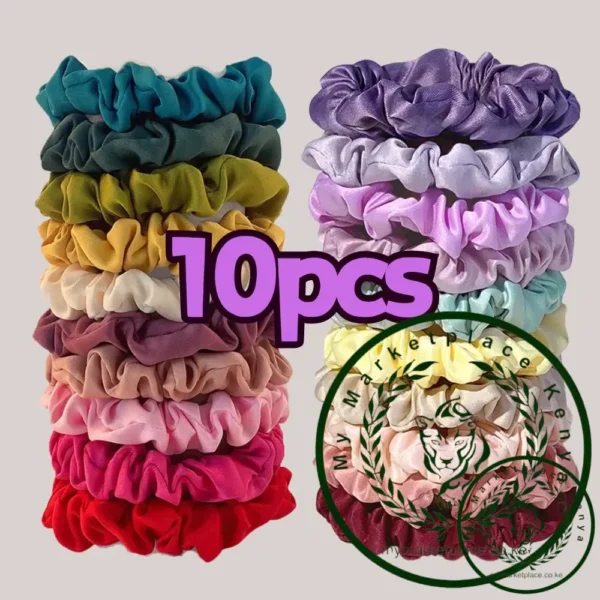 10pcs/pack Solid Color Elastics Hair Ties For Women Thick Hair Soft No Hurt Hair Ponytail Holder Hair Rope Hair Accessories Hot