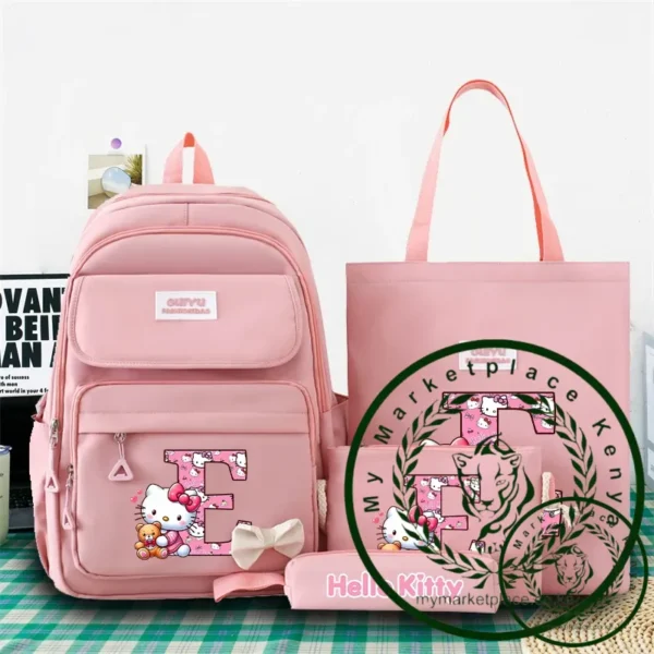 Sanrio 4 Piece Backpack Set Hello Kitty Letter Pencilcase Schoolbags Canvas Bags Y2K High-capacity Girls New Semester Big Gifts - Image 5