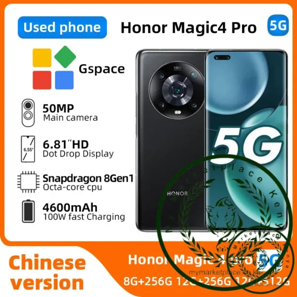 HONOR Magic 4 Pro 5g CPU Snapdragon 8 Gen Smartphone 6.81 Inches 120Hz Screen 4600mAh Battery NFC Used Phone