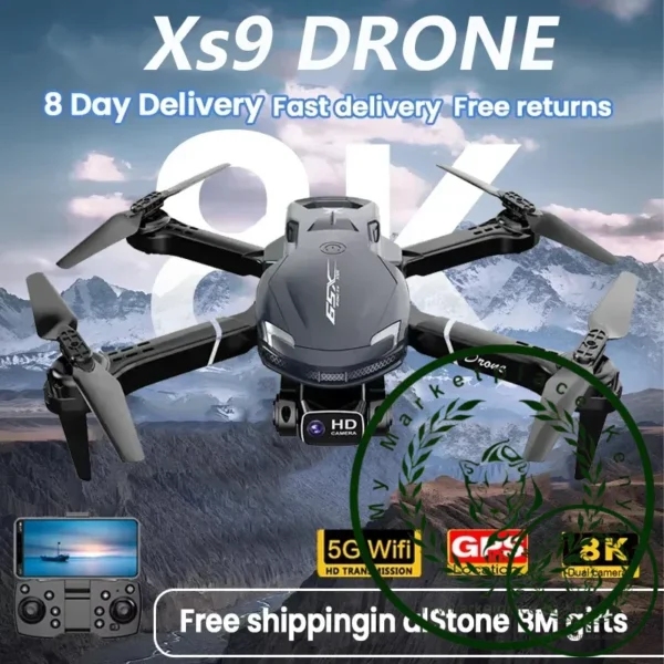 New Xs9 RC Drone Obstacle Avoidance Foldable 8K Professional Wide Angle Triple HD Camera RC Helicopter WIFI FPV Helicopter Gifts