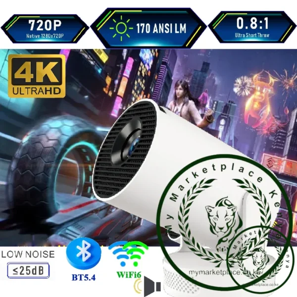 Portable 4K Projector Bluetooth Speaker Android Auto Smart Home Cinema Multimedia Mini Projector Device Television HY300 Ultra