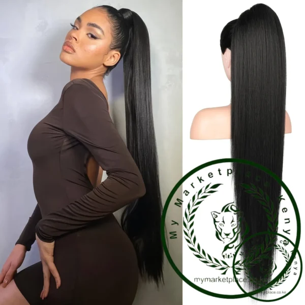 36 inch Long Ponytail Hair Extensions Drawstring Ponytail Synthetic Ponytail Soft Clip-In Hair Extensions Ponytail Women's