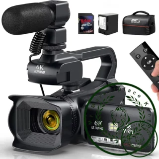 6K Professional Video Camera for Photography 18X Digital Zoom Night Vision Vlogging Camera 64MP WiFi Livestream Webcam Camcorder