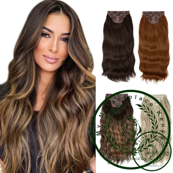 SARLA 4pcs/set Synthetic Long Wavy Clip In Hair Extensions 22" Thick Hairpiece For Women Brown Blonde Black Natural Fake Hair