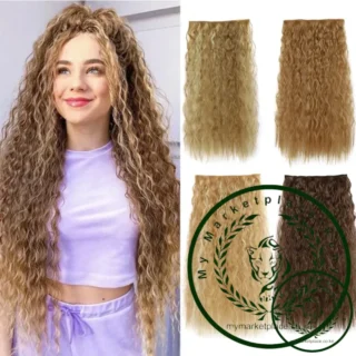 24Inch Synthetic Hair Extensions One piece 5 Clips Long Kinky Curly High Temperature Fiber Black Brown Hairpiece For Women