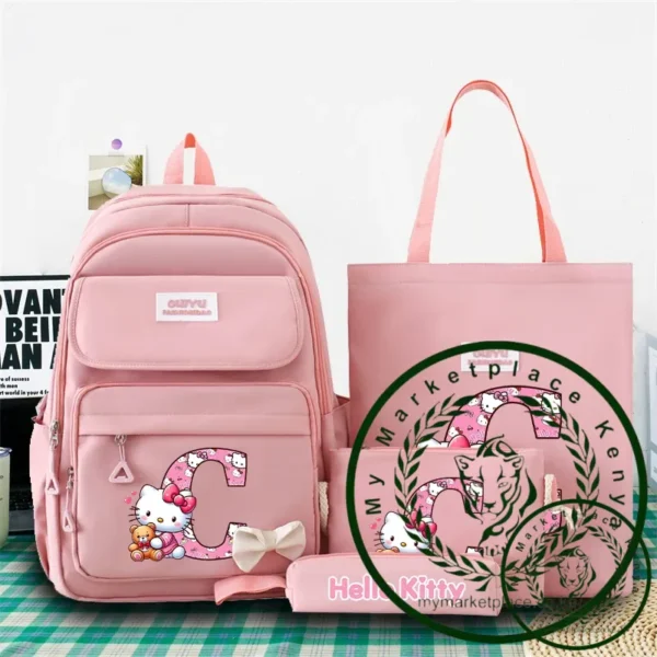 Sanrio 4 Piece Backpack Set Hello Kitty Letter Pencilcase Schoolbags Canvas Bags Y2K High-capacity Girls New Semester Big Gifts - Image 3