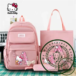 Sanrio 4 Piece Backpack Set Hello Kitty Letter Pencilcase Schoolbags Canvas Bags Y2K High-capacity Girls New Semester Big Gifts