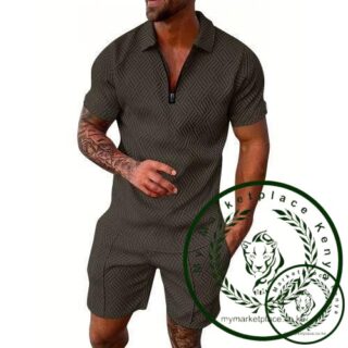 COOFENRISY Mens Polo Shirt And Shorts Sets