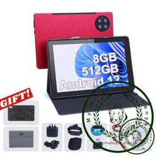 C Idea Adults Tablets, 10 Inches Android 12 Sim 8GB+512GB Storage Keyboard Tablt PC(Red)N