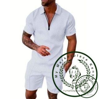 COOFENRISY Mens Polo Shirt And Shorts Sets