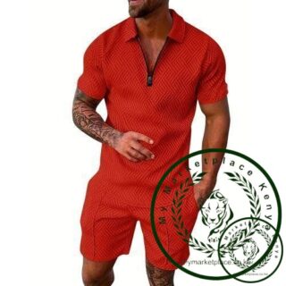 COOFENRISY Mens Polo Shirt And Shorts Sets