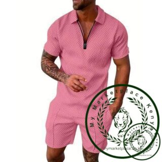 COOFENRISY Mens Polo Shirt And Shorts Sets