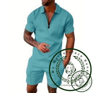 COOFENRISY Mens Polo Shirt And Shorts Sets