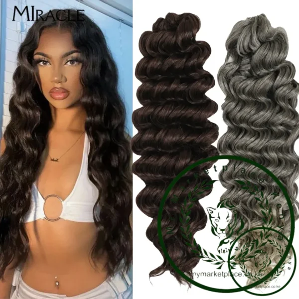 MIRACLE Crochet Hair Extensions 30 Inch 70CM Deep Wave Braiding Hair Bundles Synthetic Crochet Braids Hair Water Wave Fake Hair