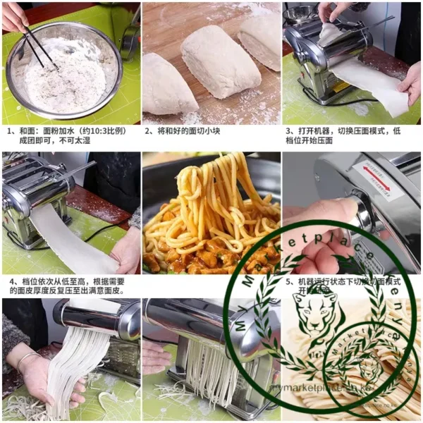 220V Electric Dough Roller Stainless Steel Dough Sheeter Noodle Pasta Dumpling Maker Machine Roller and Blade Changable - Image 6