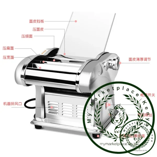 220V Electric Dough Roller Stainless Steel Dough Sheeter Noodle Pasta Dumpling Maker Machine Roller and Blade Changable - Image 3