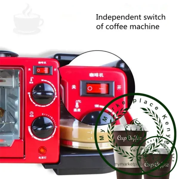 3 In 1 Electric Breakfast Machine Sandwich Maker Multifunction Coffee Maker Mini Oven Household Bread Pizza Frying Pan - Image 6