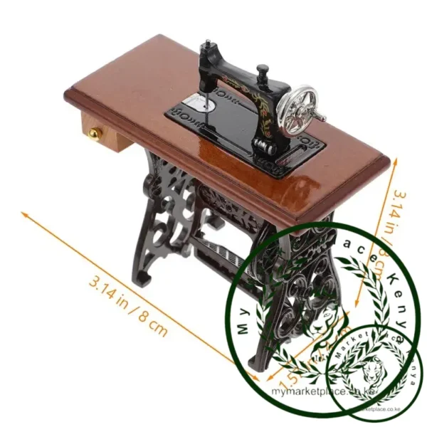 1Pc Miniature Sewing Machine Dollhouse Furniture Accessory Vintage Model House Decoration Mini Sewing Machine Wooden Material - Image 6