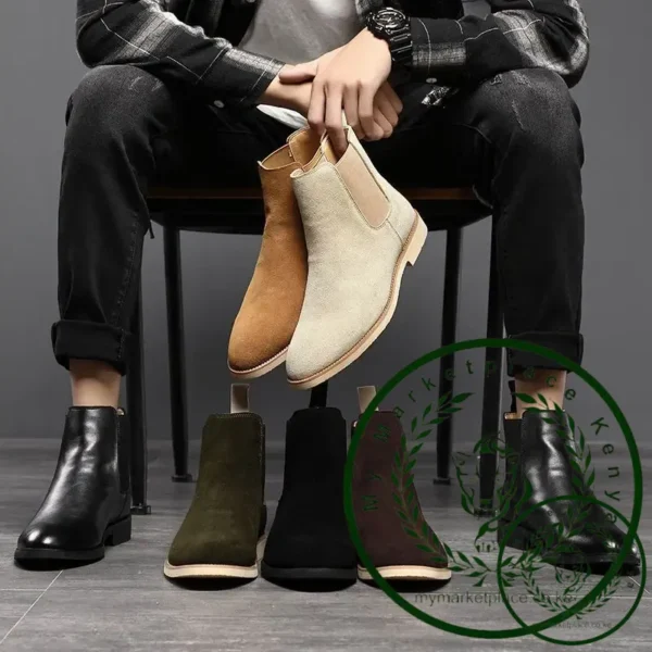 Man Retro Suede Genuine Leather Chelsea Boots Men Fashion Short Ankle Boot Casual British Style High-Top Shoes - Image 5