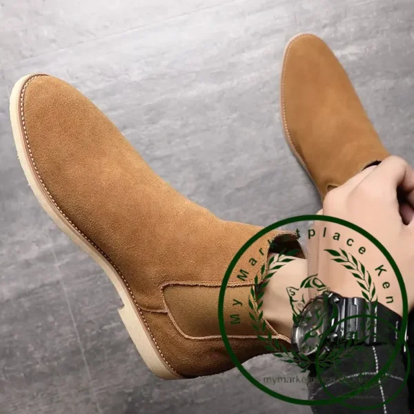 Man Retro Suede Genuine Leather Chelsea Boots Men Fashion Short Ankle Boot Casual British Style High-Top Shoes - Image 6