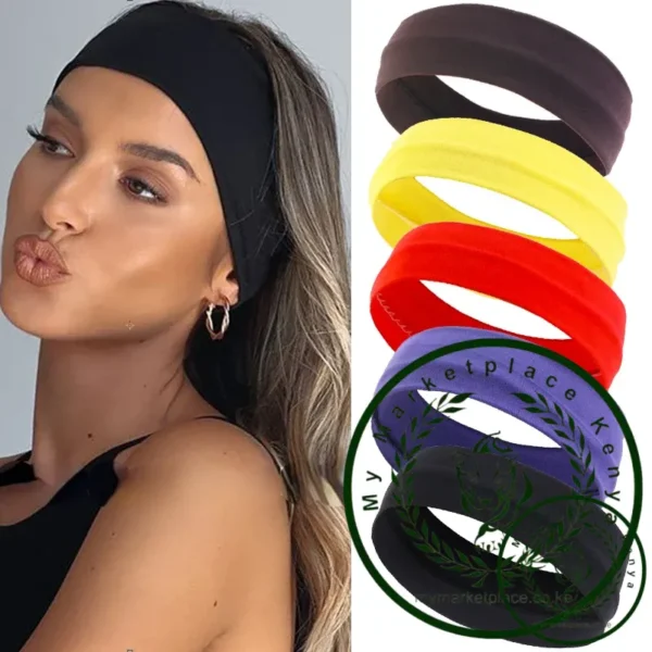 Summer Sports Headbands For Women Fitness Run Yoga Bandanas Solid Color Elastic Hair Bands Stretch Makeup Hair Accessories 2023