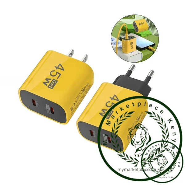 45W Dual Type-C Phone Charger For Iphone ForHuawei Realme PD Fast Charging Universal Tablet Pad Power Adapter