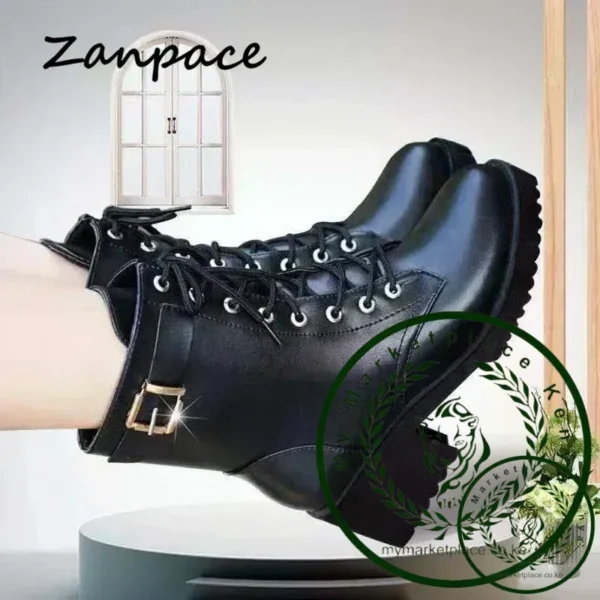 2025 Winter Leather Women Winter Boots Thick Wool Warm Women High-heeled Genuine Boot High-quality Female Snow Boots Women Shoes - Image 6