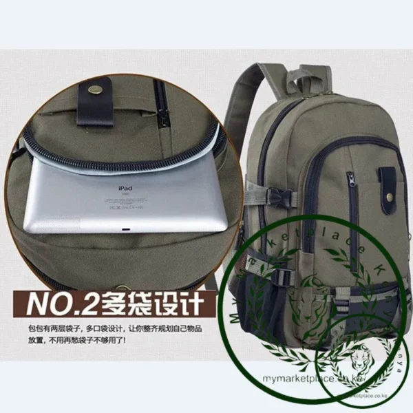 New Casual Camping Male Backpack Laptop Backpack Hiking Bag Large Capacity Men Travel Backpack Canvas Fashion Youth Sport Bags - Image 2
